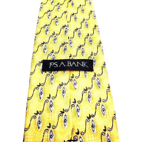 Jos A Bank Yellow Silk Tie Woven Wide‎ Graphic Striped - Picture 4 of 5